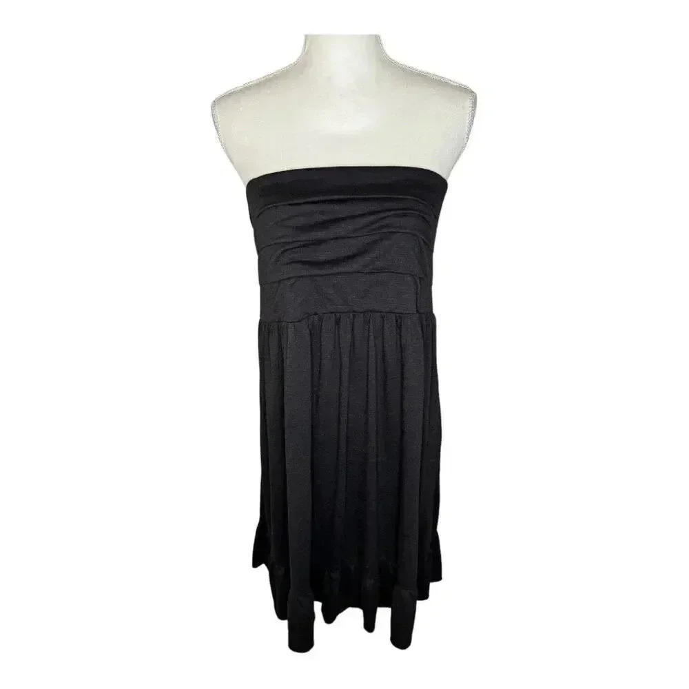 Nicole Miller New York Women’s XL Black Tube‎ Top Tiered Dress